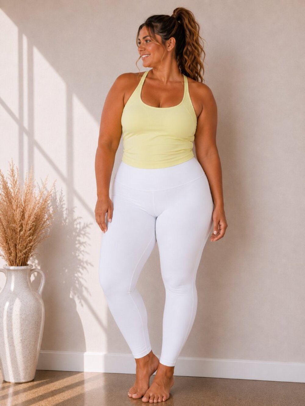 Light Yellow Racerback Tank Top - Breathable Active Layer
